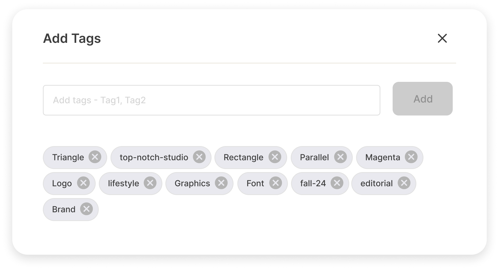 Add tags dialog