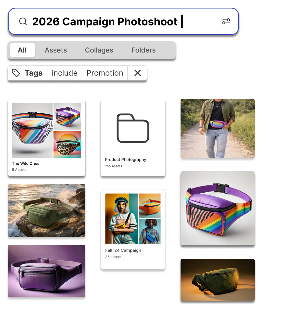 Search interface with filters, toggles, and result grid