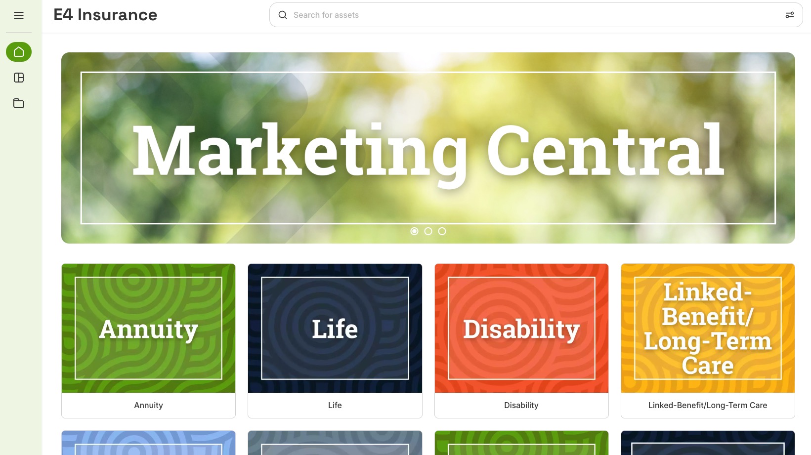 E4 Insurance color-coded content tiles in Collage